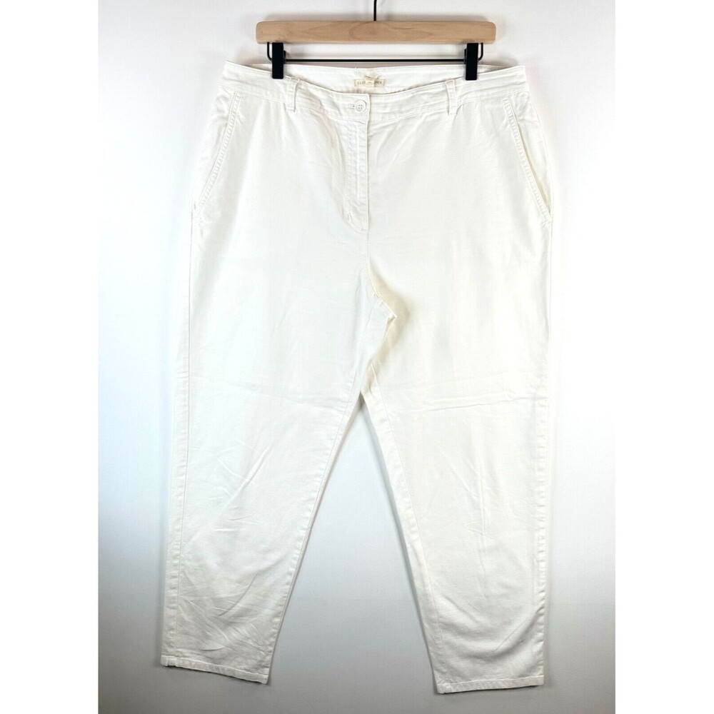 Eileen Fisher Womens Pants White Chino Organic Cotton Mid Rise Stretch Size 14